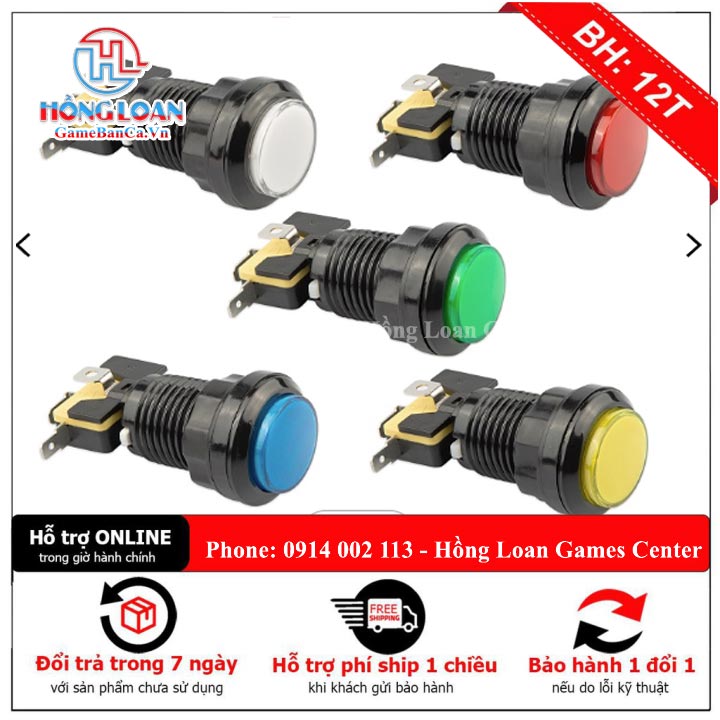 Nút Chơi Arcade Không Thấm Nước 33mm 5V LED